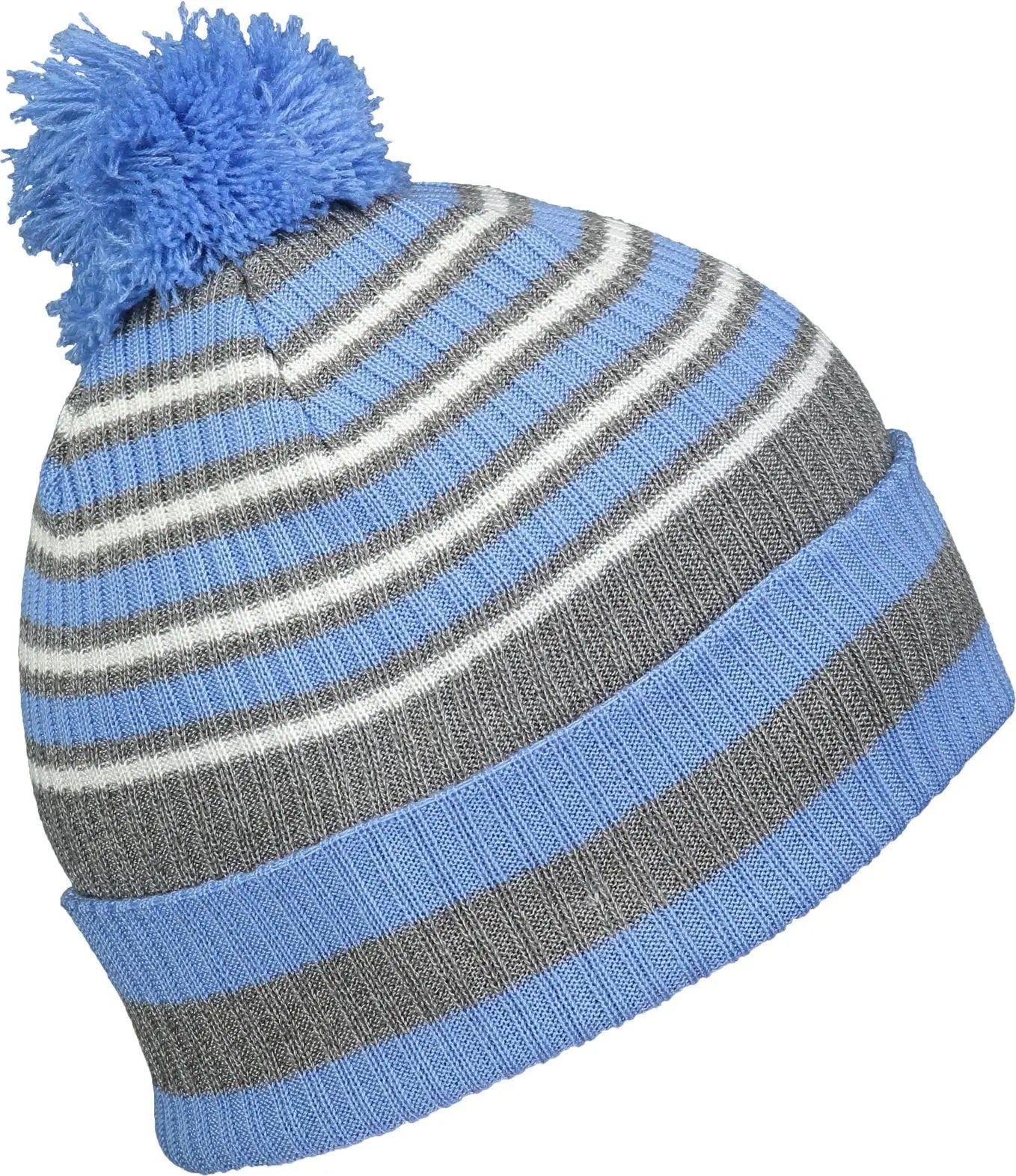 Holloway 223815 Spirit Pom Beanie - Columbia Blue Heather Gray White - Columbia Blue Gray / OS