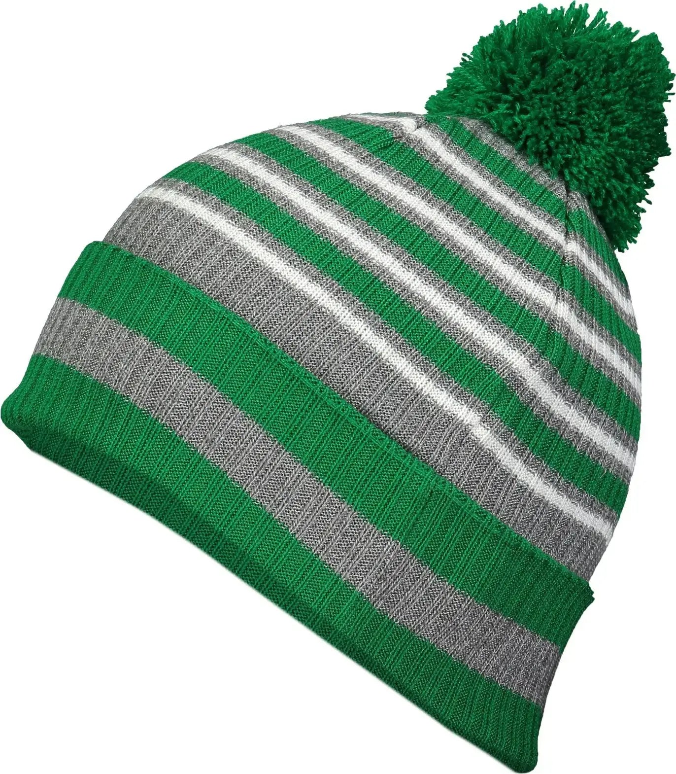 Holloway 223815 Spirit Pom Beanie - Kelly Heather Gray White - Kelly Gray / One Size Fits Most