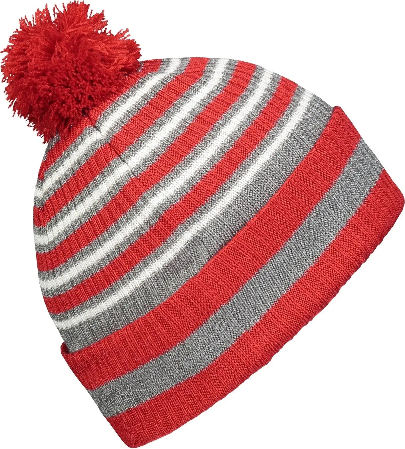 Holloway 223815 Spirit Pom Beanie - Red Heather Gray White - Red Gray / OS