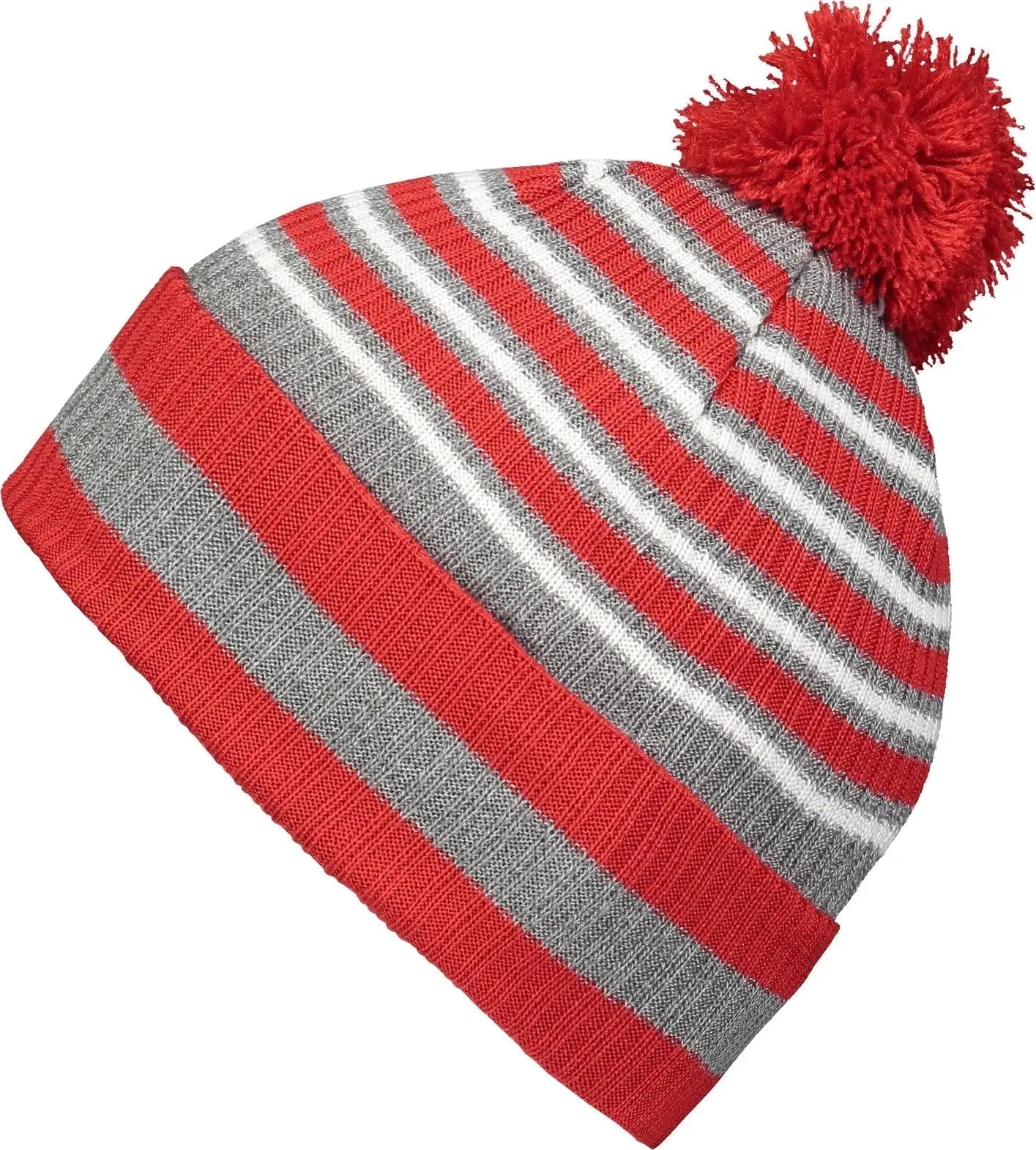 Holloway 223815 Spirit Pom Beanie - Red Heather Gray White - Red Gray / OS