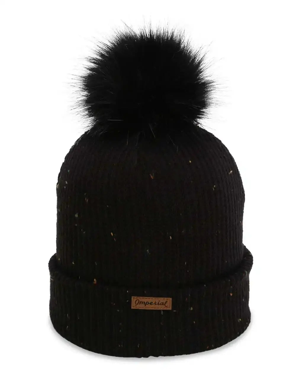 Imperial 6014S The Montage Pom Cuffed Beanie - 6014 - Black - Black / One Size Fits Most