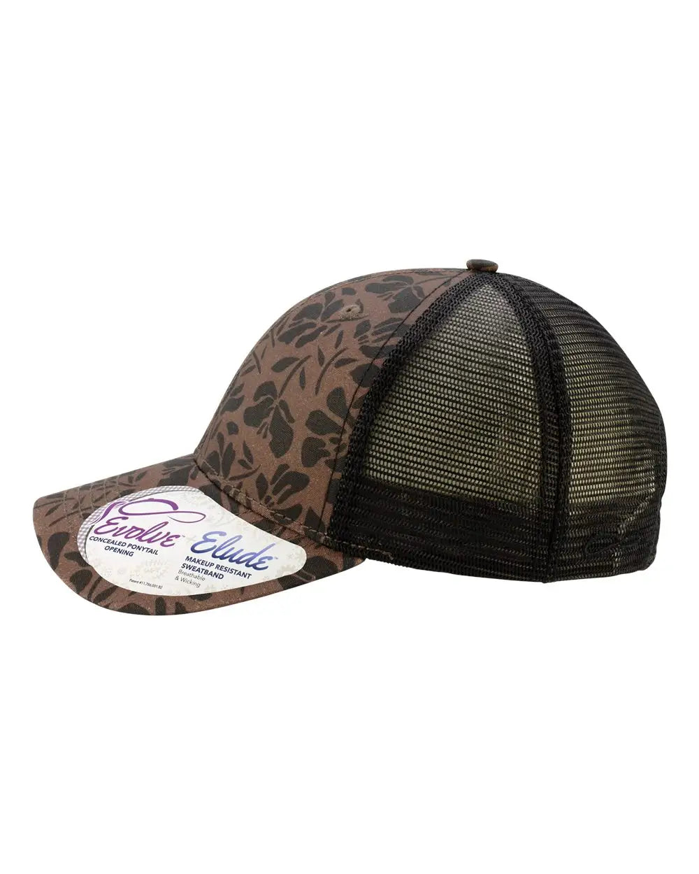 Infinity Her CHARLIE Women’s Modern Trucker Cap - Chocolate Floral Black - Chocolate Floral/ Black / One Size Fits Most