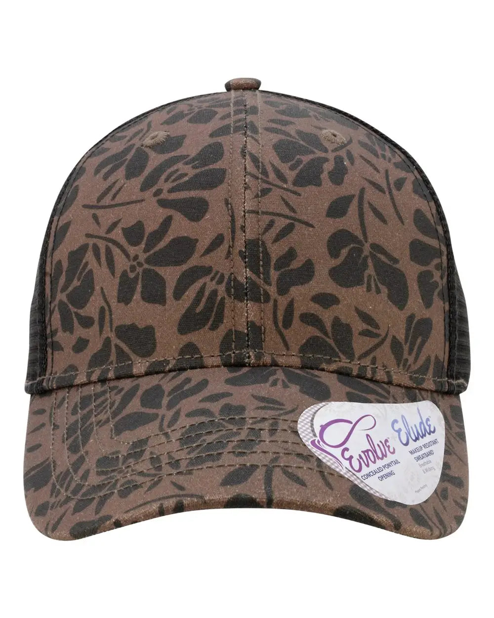 Infinity Her CHARLIE Women’s Modern Trucker Cap - Chocolate Floral Black - Chocolate Floral/ Black / One Size Fits Most
