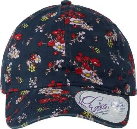 Infinity Her HATTIE Women’s Garment Washed Fashion Print Cap Dark Navy Floral Multi Colored / One Size Fits Most