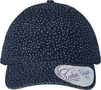Infinity Her HATTIE Women’s Garment Washed Fashion Print Cap Navy White Polka Dots Multi Colored / One Size Fits Most