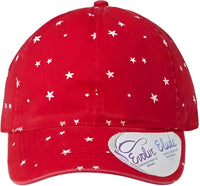 Infinity Her HATTIE Women’s Garment Washed Fashion Print Cap Red White Stars Red White / One Size Fits Most