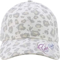 Infinity Her HATTIE Women’s Garment-Washed Fashion Print Cap - Snow Leopard - Light Gray / One Size Fits Most