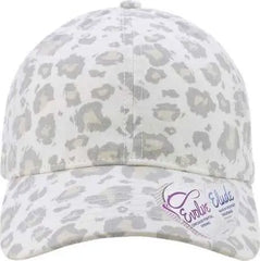 Infinity Her HATTIE Women’s Garment-Washed Fashion Print Cap - Snow Leopard - Light Gray / One Size Fits Most