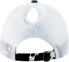 Infinity Her JANET Women’s Animal Print Mesh Back Cap Black Cow White Multi Colored / One Size Fits Most