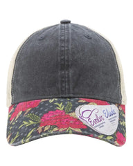Infinity Her JANET Women’s Printed Bill with Mesh Back Cap - Black Floral Khaki - Black Khaki / One Size Fits Most