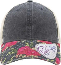 Infinity Her JANET Women’s Printed Visor with Mesh Back Cap - Black Floral Khaki - Black Khaki / One Size Fits Most