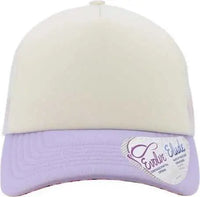 Infinity Her ROSIE Women’s Foam Trucker Cap Ivory Lavender White Smiley Ivory Purple / One Size Fits Most
