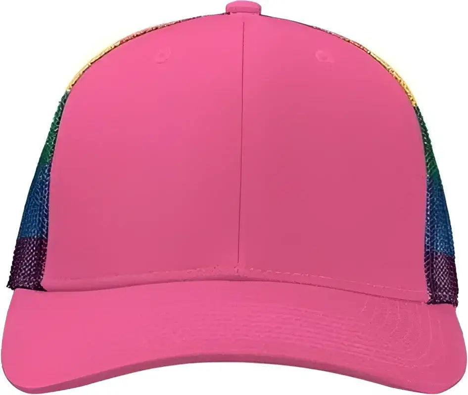 Kati S700M Printed Mesh Trucker Cap Hot Pink Rainbow Multi Colored / One Size Fits Most