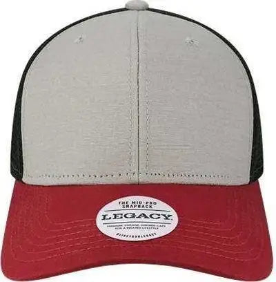 Legacy MPS Mid Pro Snapback Trucker Cap Gray Burgundy Black Gray Maroon / Adjustable