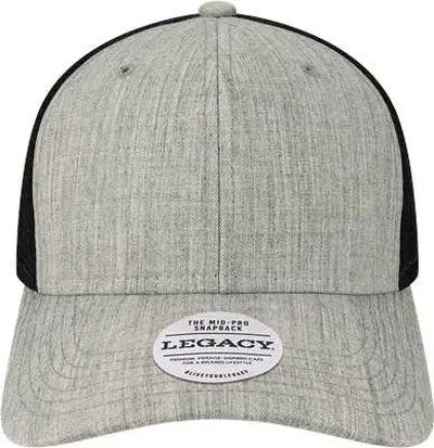 Legacy MPS Mid-Pro Snapback Trucker Cap - Melange Gray Black - Gray Black / Adjustable