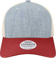 Legacy MPS Mid-Pro Snapback Trucker Cap - Melange Light Blue Cardinal Stone - Ice Sand / One Size Fits Most