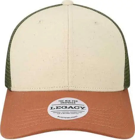 Legacy MPS Mid-Pro Snapback Trucker Cap - Stone Bronze Light Olive Green - Sand Olive / One Size Fits Most