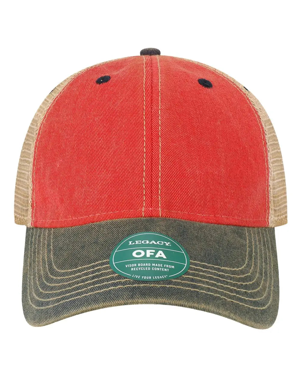 LEGACY OFA Old Favorite Trucker Cap - Scarlet Red Navy Khaki - Red Navy / One Size Fits Most
