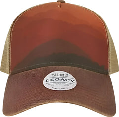 Legacy OFAFP Old Favorite Five-Panel Trucker Cap - Mt Sunset Maroon Khaki - Cardinal Khaki / Adjustable