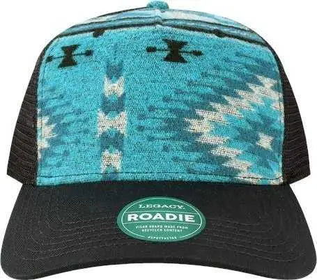 Legacy ROADIE Five-Panel Trucker Cap - Aqua Aztec Black - Aqua Black / One Size Fits Most