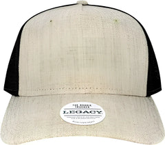 Legacy ROADIE Five-Panel Trucker Cap - Heather Tan Black - Tan Black / Adjustable