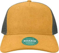 Legacy ROADIE Five-Panel Trucker Cap - Mustard Corduroy Dark Gray - Orange Dark Gray / One Size Fits Most