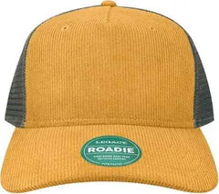 Legacy ROADIE Five-Panel Trucker Cap - Mustard Corduroy Dark Gray - Orange Dark Gray / One Size Fits Most