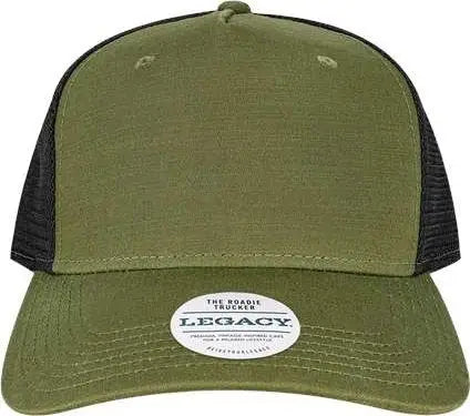 Legacy ROADIE Five Panel Trucker Cap Olive Slub Black Olive Black / Adjustable