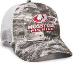 OC Sports MOFS44A Mossey Oak Fishing Polyester Camo Front Panels Cap - Mossy Oak Elements Agua Manta White | HIT a Double