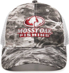OC Sports MOFS44A Mossey Oak Fishing Polyester Camo Front Panels Cap - Mossy Oak Elements Agua Manta White | HIT a Double