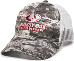 OC Sports MOFS44A Mossey Oak Fishing Polyester Camo Front Panels Cap - Mossy Oak Elements Agua Manta White | HIT a Double