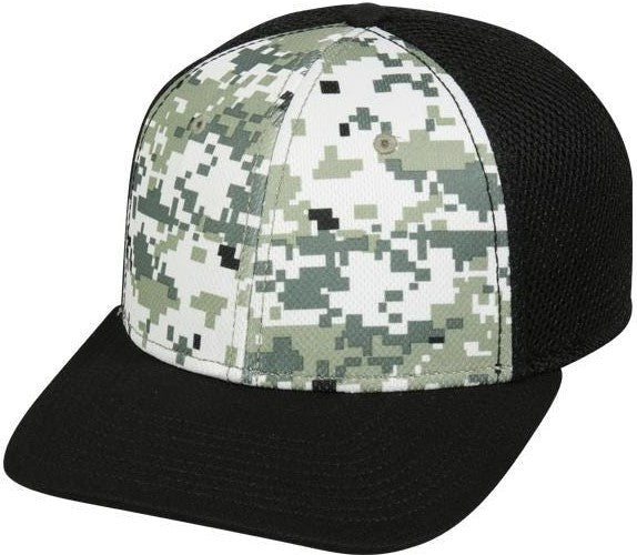 OC Sports MWS1125 Proflex Fit Sandwich Mesh Ball Cap - Dig White Black | HIT a Double