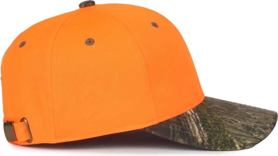 OC Sports 202IS Adjustable Cap that is Easily Visible - Blaze Mossy Oak Country DNA - Blaze Mossy Oak / OSFM