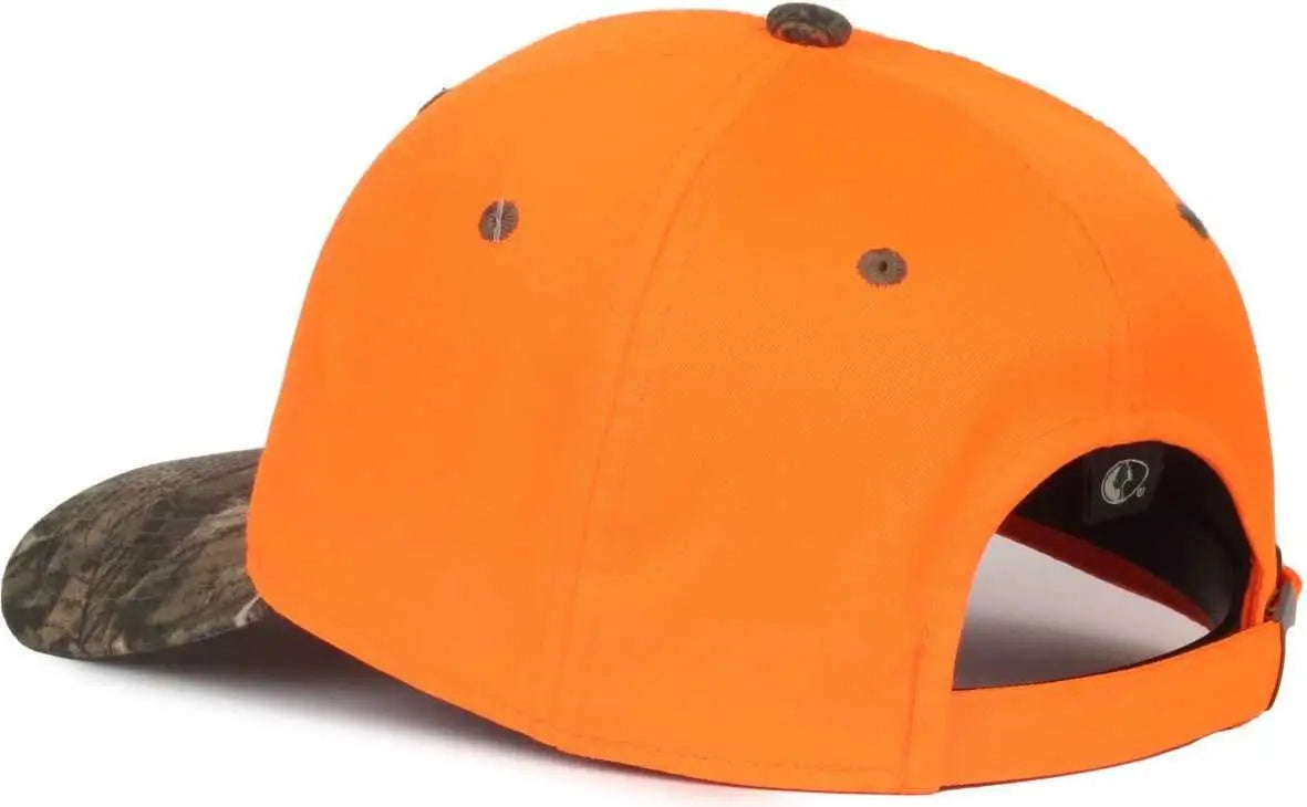 OC Sports 202IS Adjustable Cap that is Easily Visible - Blaze Mossy Oak Country DNA - Blaze Mossy Oak / OSFM