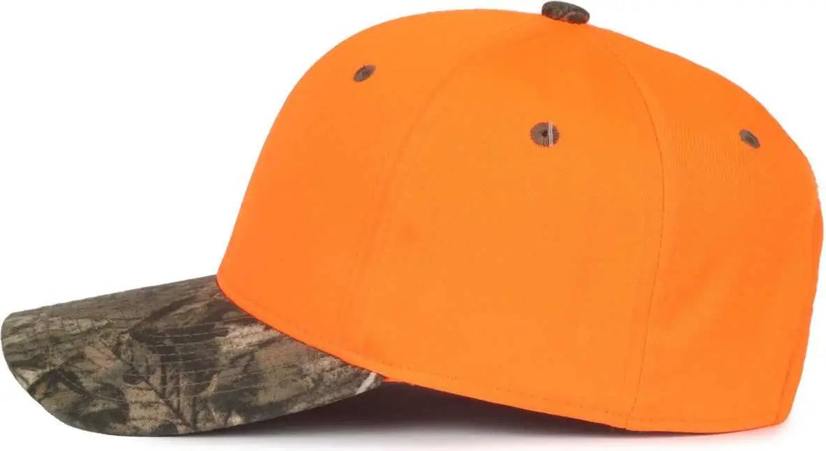 OC Sports 202IS Adjustable Cap that is Easily Visible - Blaze Mossy Oak Country DNA - Blaze Mossy Oak / OSFM