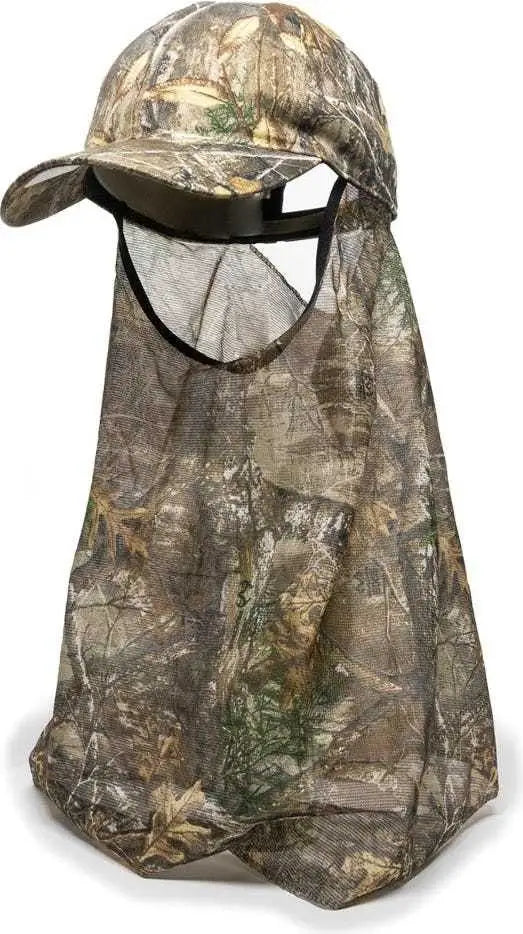 OC Sports 203DN Adjustable Cap with Attached Mesh Facemask Cap - Realtree Edge - Realtree / 6 7/8’’ - 7 1/2’’