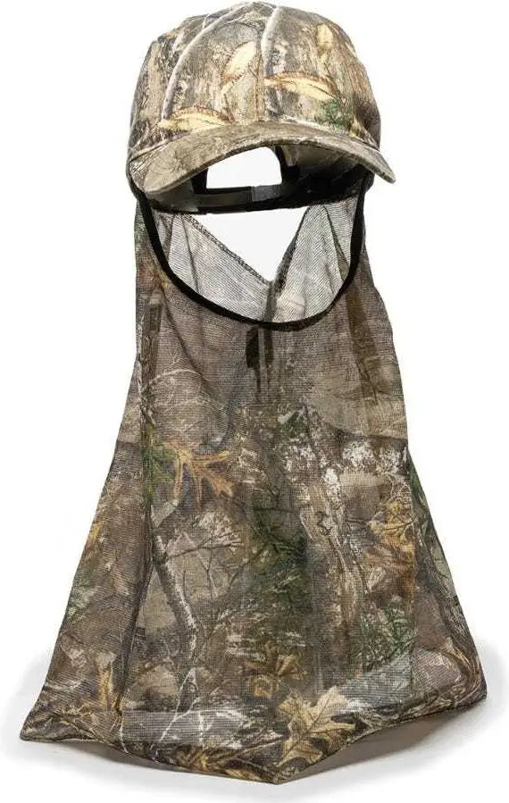 OC Sports 203DN Adjustable Cap with Attached Mesh Facemask Cap - Realtree Edge - Realtree / 6 7/8’’ - 7 1/2’’