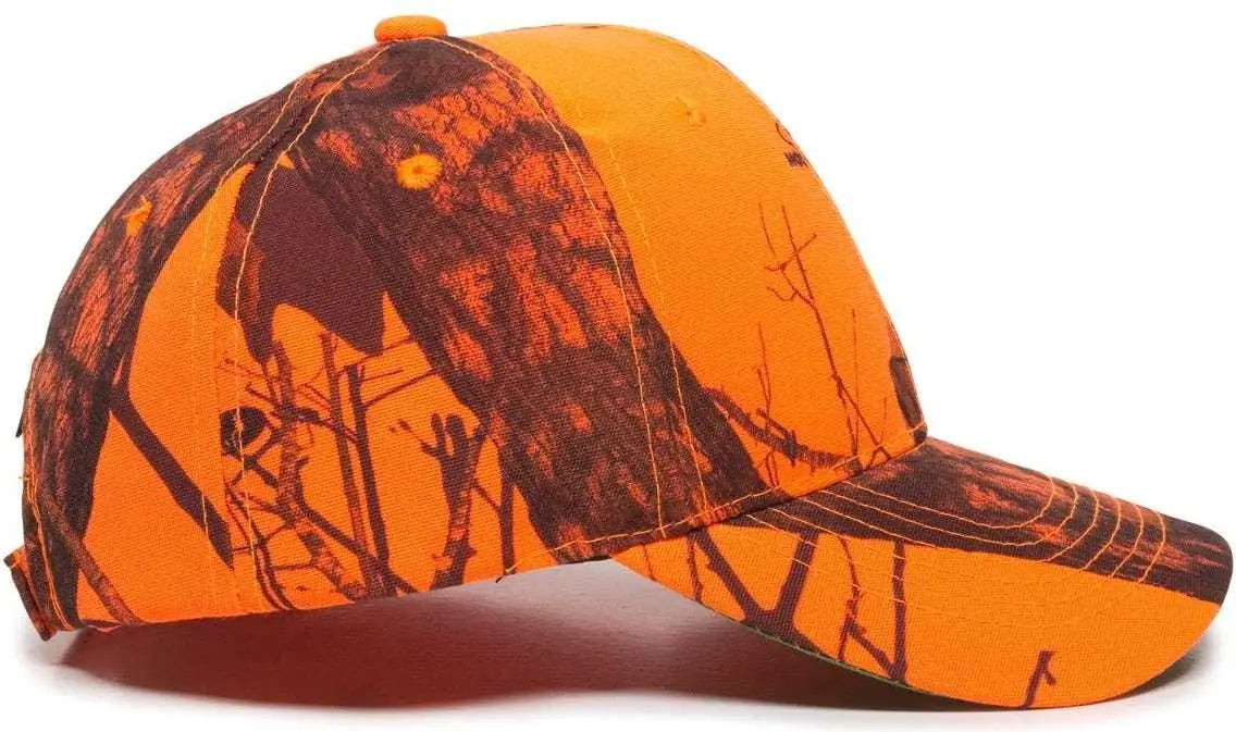 OC Sports 350 Adjustable Cap that is Easily Visible - Mossy Oak Break-Up Blaze - Mossy Oak Blaze / 6 7/8’’ - 7 1/2’’
