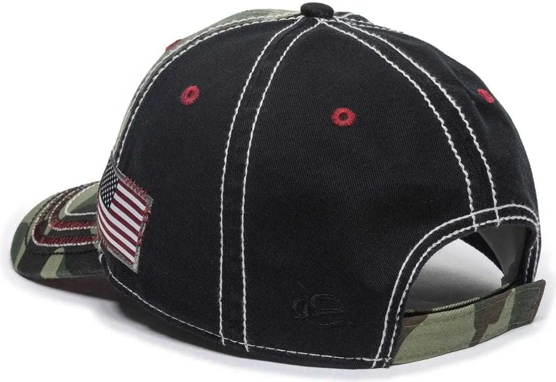 OC Sports AGC-100 Adjustable Cap - Generic Camo Black American Flag - Green Black / 6 7/8’’ - 7 1/2’’
