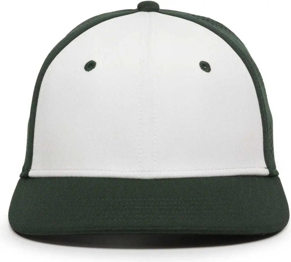 OC Sports AIR25 Flexible Fitting Cap - White Dark Green Dark Green