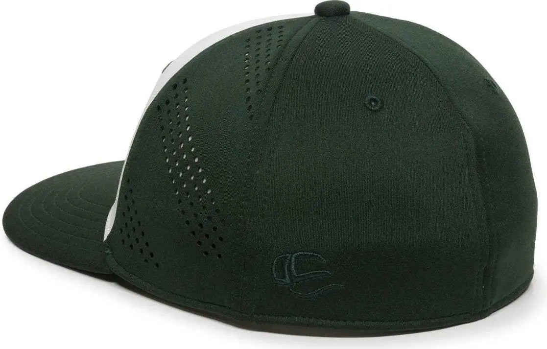 OC Sports AIR25 Flexible Fitting Cap - White Dark Green Dark Green
