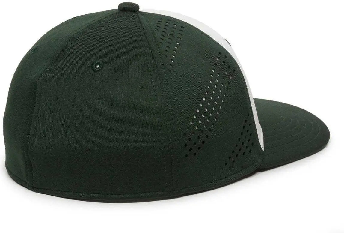 OC Sports AIR25 Flexible Fitting Cap - White Dark Green Dark Green