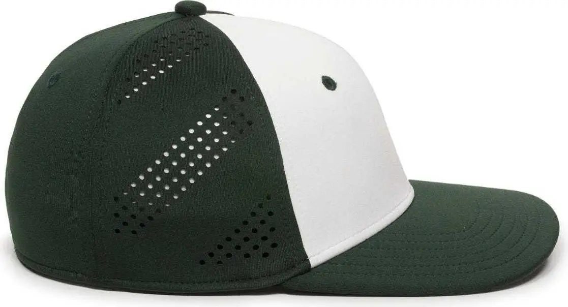 OC Sports AIR25 Flexible Fitting Cap - White Dark Green Dark Green