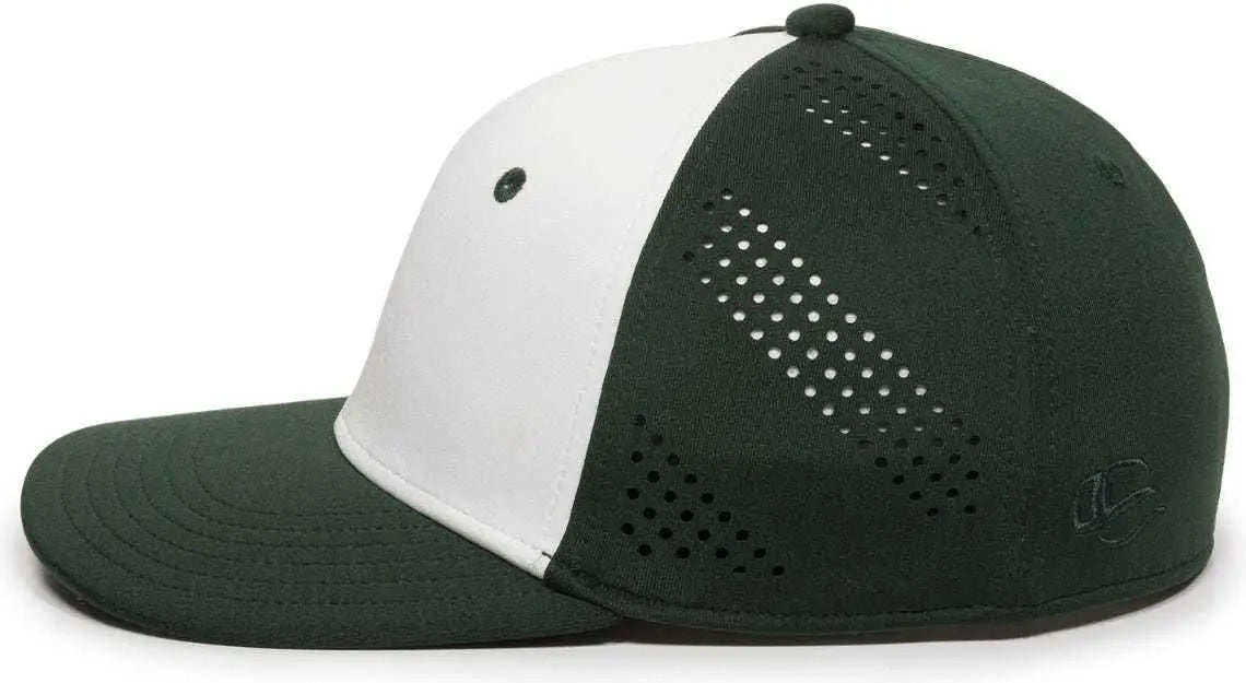 OC Sports AIR25 Flexible Fitting Cap - White Dark Green Dark Green