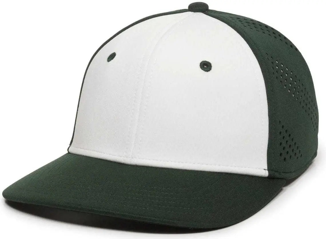 OC Sports AIR25 Flexible Fitting Cap - White Dark Green Dark Green