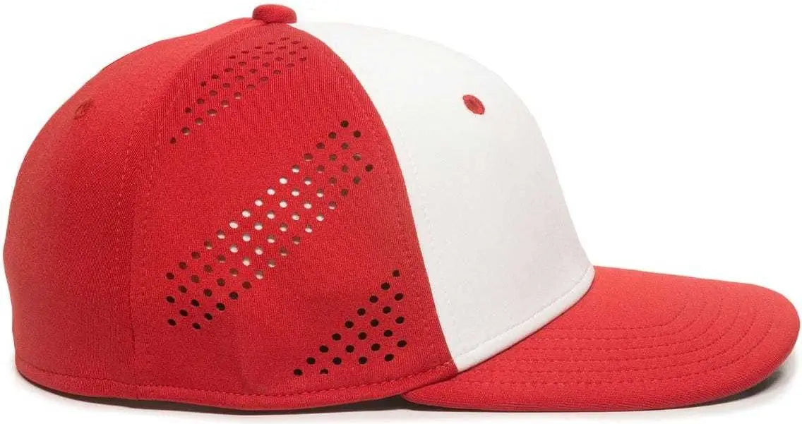 OC Sports AIR25 Flexible Fitting Cap - White Red Red