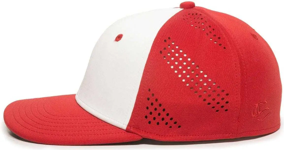 OC Sports AIR25 Flexible Fitting Cap - White Red Red
