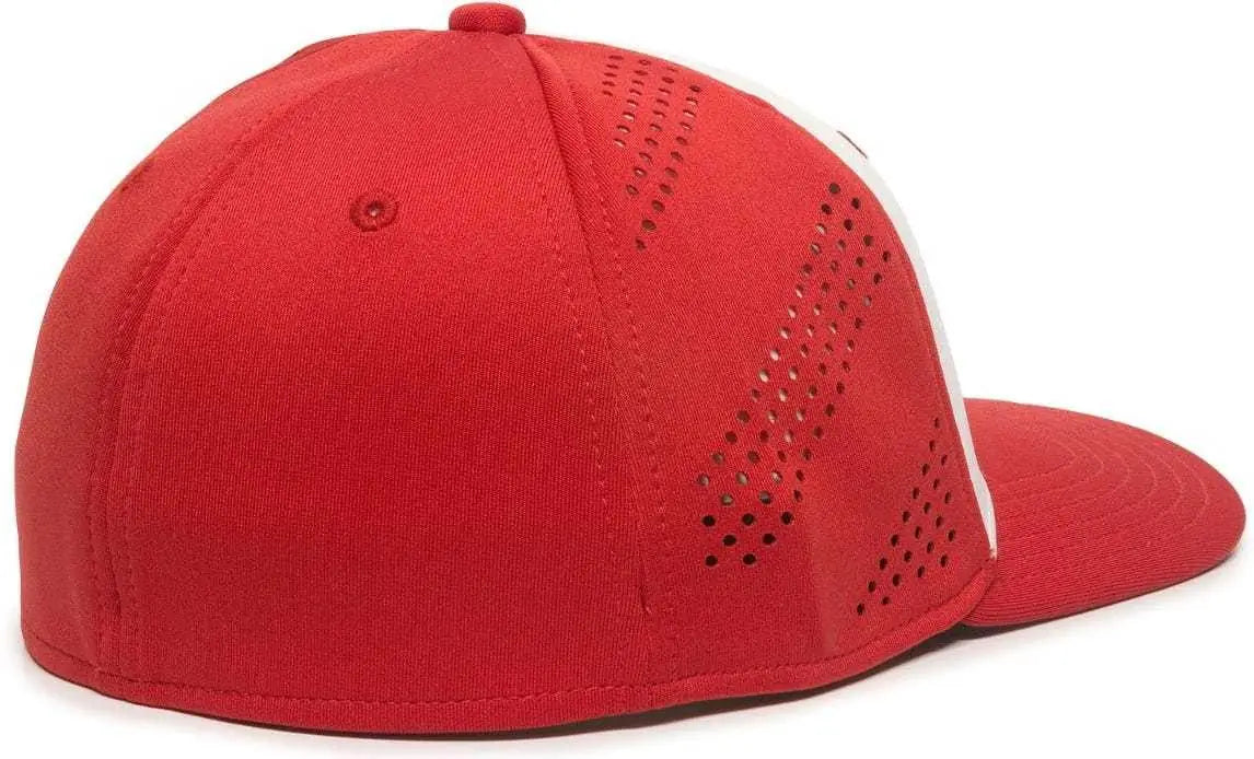 OC Sports AIR25 Flexible Fitting Cap - White Red Red