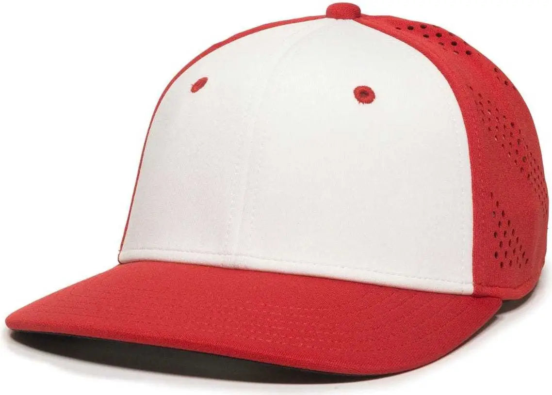 OC Sports AIR25 Flexible Fitting Cap - White Red Red