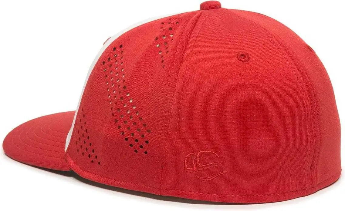 OC Sports AIR25 Flexible Fitting Cap - White Red Red
